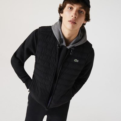 Abrigos Lacoste Ligeros Foldable Agua-Resistant Puffer Hombre Negros | 83HZBUKRO