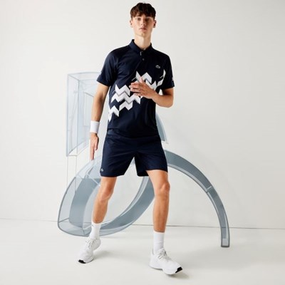 Bermudas Lacoste SPORT x Novak Djokovic Stretch Taffeta Hombre Azul Marino Blancos | 42DQMXVZL