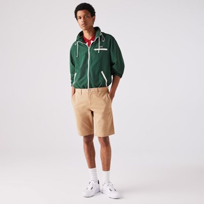 Bermudas Lacoste Slim Fit Stretch Gabardine Hombre Beige | 82CUJGQDM