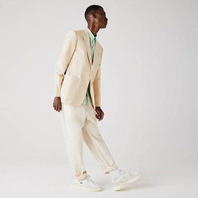 Blazers Lacoste Straight Fit Algodon-Linen Hombre Beige | 70NIRCDSF