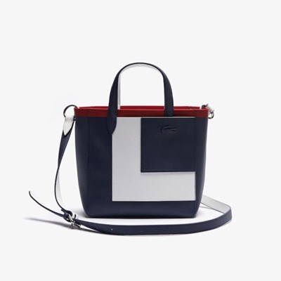 Bolsas Lacoste Anna Contrast L Coated Lona Mujer Azul Marino Blancos Rojos | 31RBHOYID