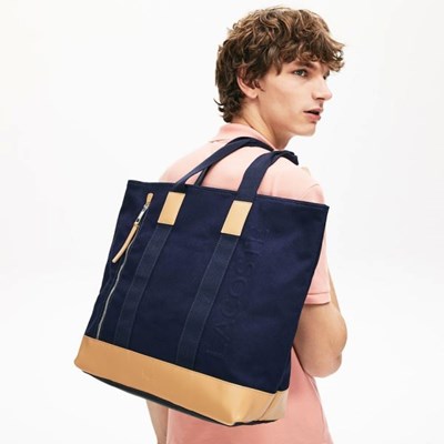 Bolsas Lacoste Classic leather Hombre Azul Marino Marrom | 82IWAHFBS