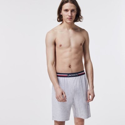 Boxer Lacoste Striped-Cintura Long Boxer Hombre Grises | 54HTQEGMB