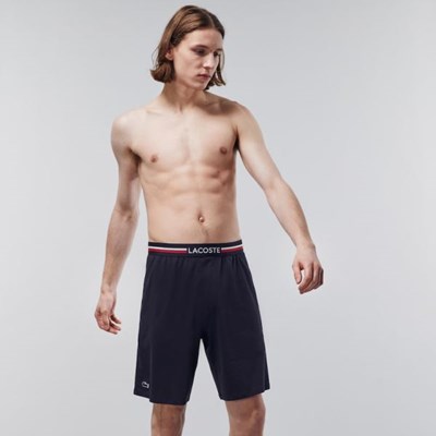 Boxer Lacoste Striped-Cintura Long Boxer Hombre Azul Marino | 89ABVDNYX