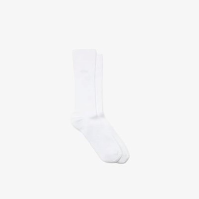 Calcetines Lacoste Ribbed Algodon Hombre Blancos | 25SFIQCKW