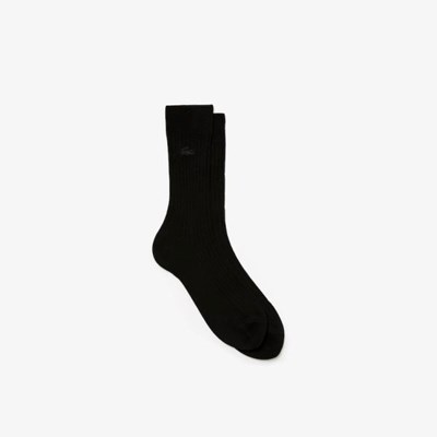 Calcetines Lacoste Ribbed Algodon Hombre Negros | 80LJEGHKR