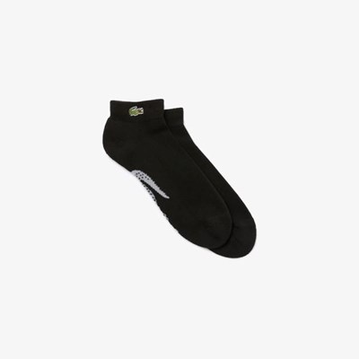 Calcetines Lacoste SPORT Printed Crocodile Low-Cut Algodon Hombre Negros Grises | 10GZEHAKJ