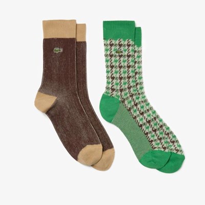 Calcetines Lacoste Sock Two-Pack Hombre Beige Verdes Marrom Beige | 79WQESLZK