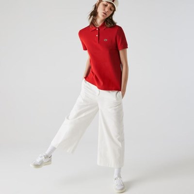 Camisa Polo Lacoste Classic Fit Soft Algodon Petit Piqué Mujer Rojos | 37MLDVRYZ