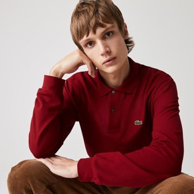 Camisa Polo Lacoste Long-Sleeve Classic Fit L.12.12 Hombre Rojos | 35LBWODUE