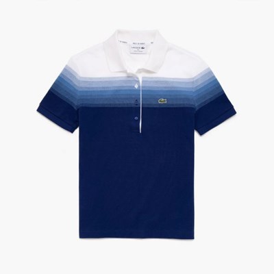 Camisa Polo Lacoste Made in France Organic Algodon Piqué Mujer Azul Marino Blancos | 96KCUQMLO