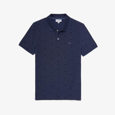 Camisa Polo Lacoste Micro Print Hombre Azul Marino | 60YRBVMLU