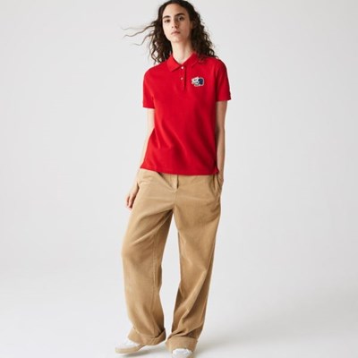 Camisa Polo Lacoste Regular Fit Algodon Piqué Mujer Rojos | 21JSYOPFM