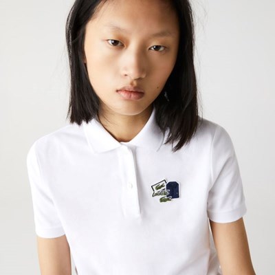 Camisa Polo Lacoste Regular Fit Algodon Piqué Mujer Blancos | 37JDMIVTU