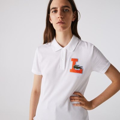 Camisa Polo Lacoste Regular Fit Soft Algodon Piqué Mujer Blancos | 21CJLBOMP