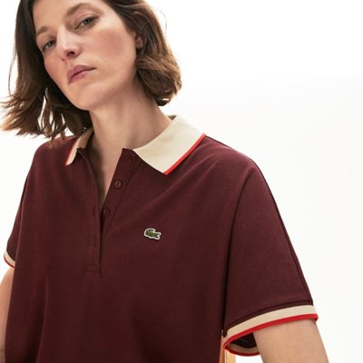 Camisa Polo Lacoste Relaxed Fit Algodon Mujer Rojos Beige | 47WDESXUK