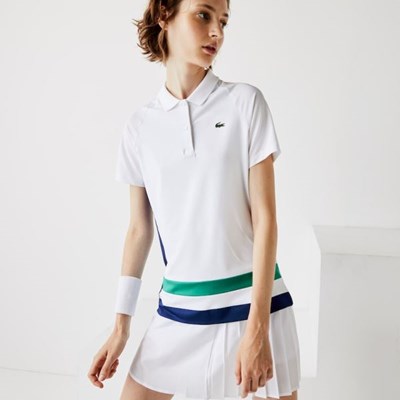 Camisa Polo Lacoste SPORT Respirable Stretch Tenis Mujer Blancos Azules Verdes Negros | 91XBVZKCF