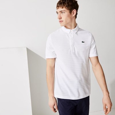 Camisa Polo Lacoste SPORT Textured Respirable Golf Hombre Blancos | 50NTBHCFX