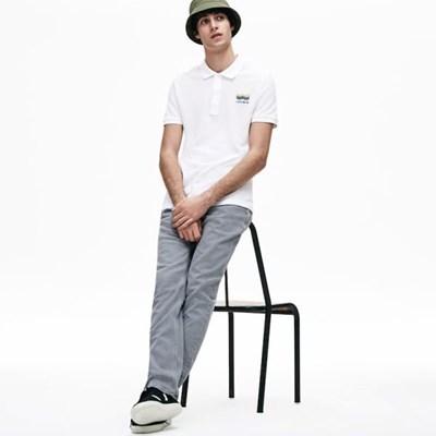 Camisa Polo Lacoste Slim Fit Algodon Petit Piqué Hombre Blancos | 15AXNSUYK