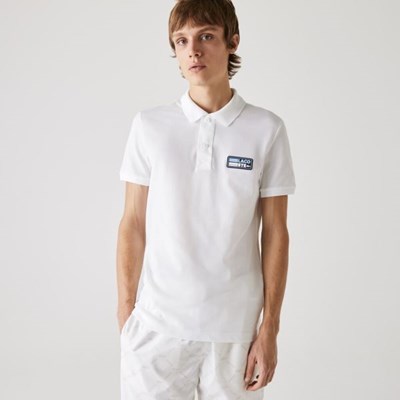 Camisa Polo Lacoste Slim Fit Solid Algodon Piqué Hombre Blancos | 80XVKTCRI