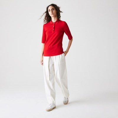 Camisa Polo Lacoste Slim Fit Supple Algodon Mujer Rojos | 75DLUABJZ