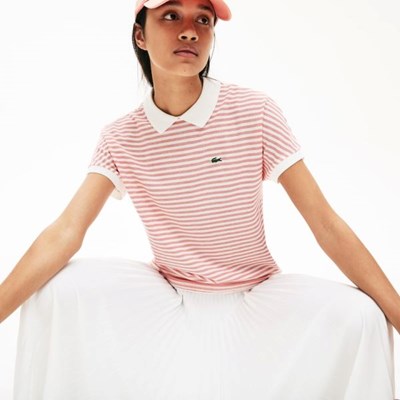 Camisa Polo Lacoste Striped Mujer Rojos Blancos | 51MAQOCSN