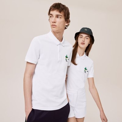 Camisa Polo Lacoste x Jeremyville Design Classic Fit Mujer Blancos | 32WXCTZOJ