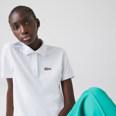 Camisa Polo Lacoste x National Geographic Algodon Piqué Mujer Blancos | 31JZYVLPB