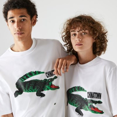 Camisas Lacoste LIVE Chinatown Market Collaboration Algodon Mujer Blancos | 03DEZPMWQ