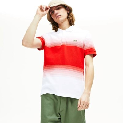 Camisas Lacoste Made in France Algodon Piqué Regular Fit Hombre Blancos Rojos | 69MSQVDRA