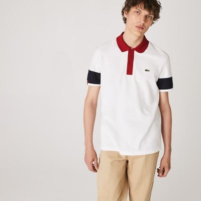 Camisas Lacoste Made in France Regular Fit Organic Algodon Hombre Blancos Azul Marino Rojos | 54JUAEMCN