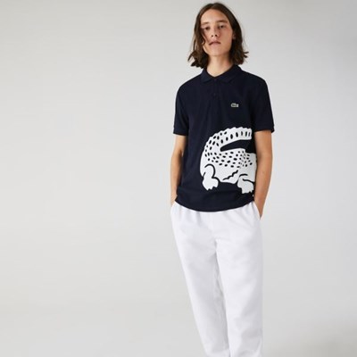 Camisas Lacoste Oversized Crocodile Print Hombre Azul Marino | 21PVHMKEU