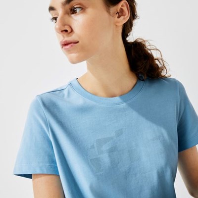 Camisas Lacoste SPORT Logo Print Organic Algodon Tenis Mujer Azules | 13OXEYMDT