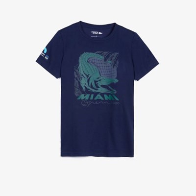 Camisas Lacoste SPORT Miami Open Crocodile Print Mujer Azul Marino | 85UCTZKBG