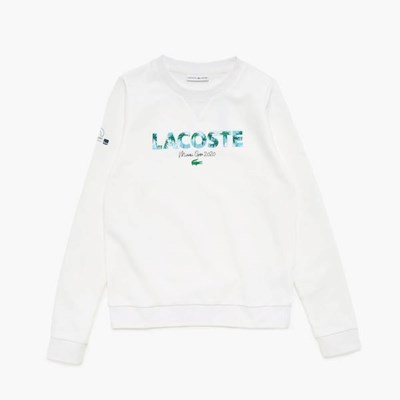 Camisas Lacoste SPORT Miami Open Print Fleece Mujer Blancos Azul Marino | 23OZYTBIL