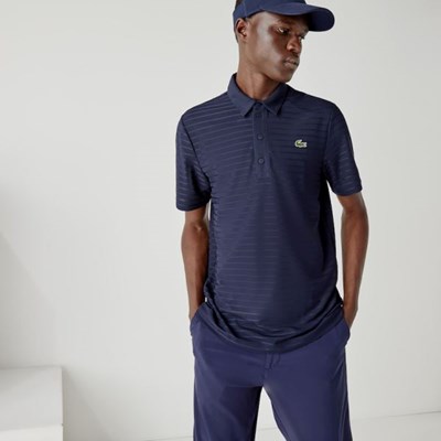 Camisas Lacoste SPORT Textured Respirable Golf Hombre Azul Marino | 96HTVQFXL