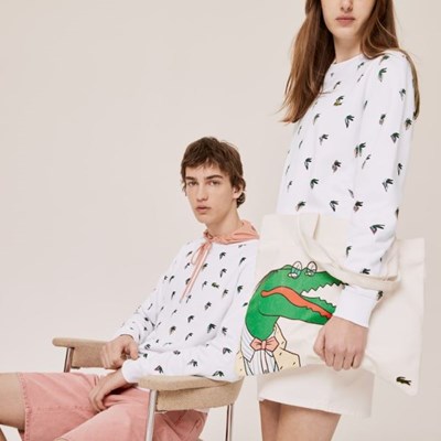 Camisas Lacoste x Jean-Michel Tixier Print Mujer Blancos | 29IARPVMN