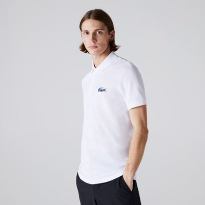 Camisas Lacoste x National Geographic Regular Fit Organic Algodon Hombre Blancos | 62ANFBCQJ