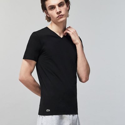 Camiseta Lacoste 3 Pack of Plain Hombre Negros | 86OQUKZLJ