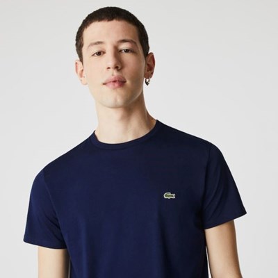 Camiseta Lacoste Crew Neck Pima Algodon Jersey Hombre Azul Marino | 48WVIESGX