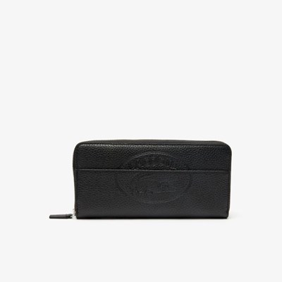 Carteras Lacoste Croco Crew Grained Cuero Zip Mujer Negros | 04YGWIOXN