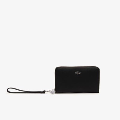 Carteras Lacoste Daily Classic Coated Lona Wristlet Mujer Negros | 73XSLATKJ