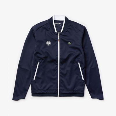 Chaquetas Lacoste SPORT Roland Garros Piqué Zip-Up Hombre Azul Marino Blancos Rojos | 07YICKVZX