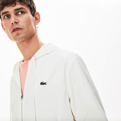 Chaquetas Lacoste Two-Tone Zip-Up Hombre Blancos | 65EPQBJTR