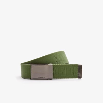 Cinturones Lacoste Plate Hebilla Woven Hombre Verdes | 60KPTUGDB