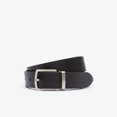 Cinturones Lacoste Reversible leather Hombre Negros Plateados | 19CNGVHYE