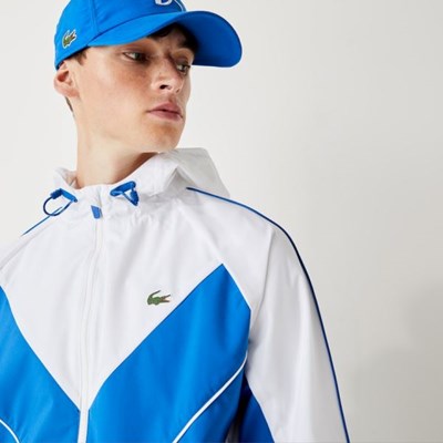 Cortavientos Lacoste SPORT x Novak Djokovic Ligeros Hombre Blancos Azules | 07QSWEFHM