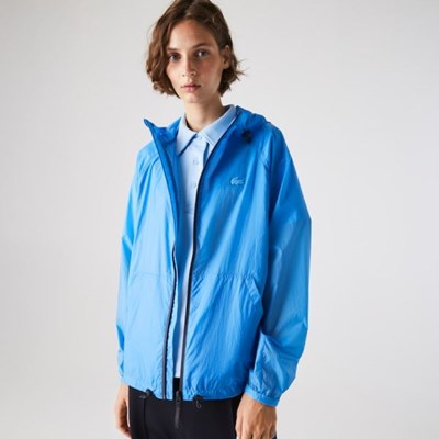 Cortavientos Lacoste Zippered Ligeros Transparent Encapuchado Mujer Azul Marino | 81LTBUCED