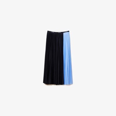 Falda Lacoste Colorblock Midi Pleated Mujer Azul Marino | 06EXCVFDL