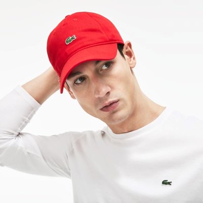 Gorras Lacoste Embroidered Crocodile Algodon Hombre Rojos | 59WJPANOS